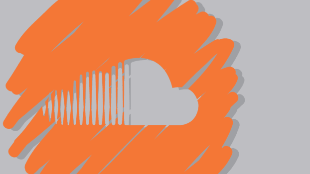 Soundcloud-Logo in den Farben der Rosa Luxemburg Stiftung